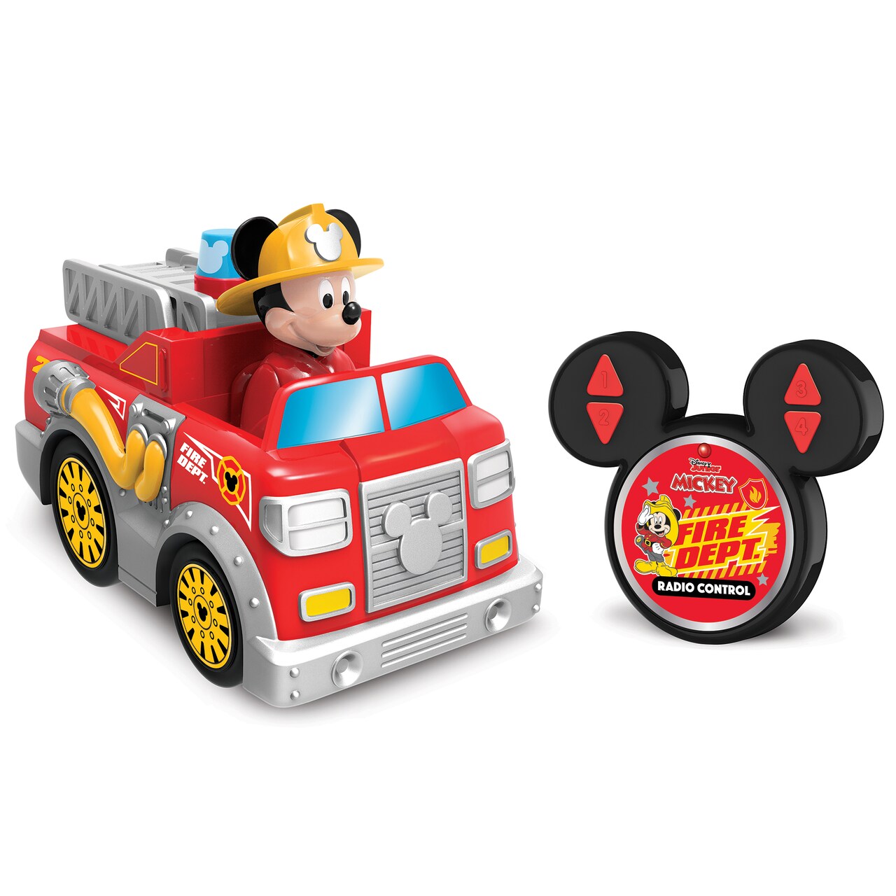 Disney Junior: 9" RC - Mickey's Fire Truck – 2.4 GHz Full-Function Remote Control Mickey Mouse Vehicle, Perform Wheelies & Spins, Kids Ages 3+